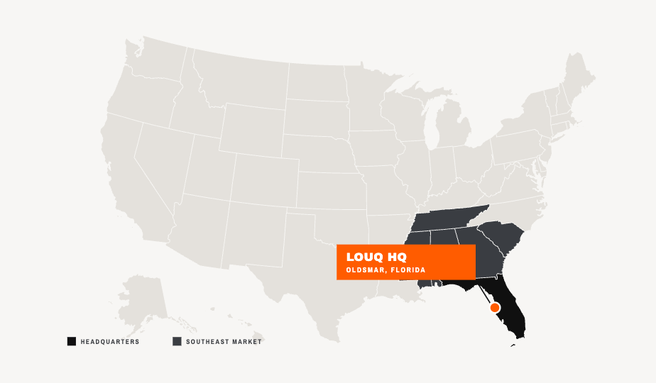 Map showing LOUQ in Oldsmar, Florida